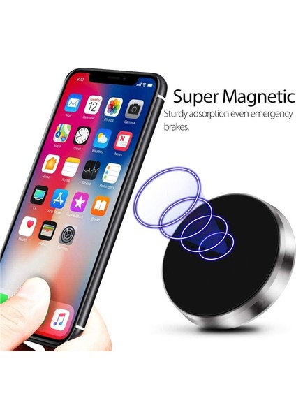 2 Adet Gümüş Manyetik Telefon Araç Tutucu Evrensel Manyetik Montaj Braketi Sopa Araba Dashboard Duvar iPhone Samsung Xiaomi Huawei Için (Yurt Dışından) modelleri