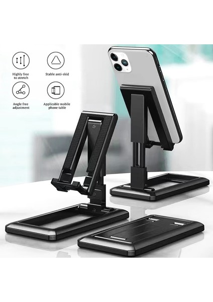 Black-01 Katlanabilir Tablet Cep Telefonu Masaüstü Telefon iPad iPhone Samsung Için Standı Masa Tutucu Ayarlanabilir Masa Braketi Akıllı Telefon Standı (Yurt Dışından) fiyatları