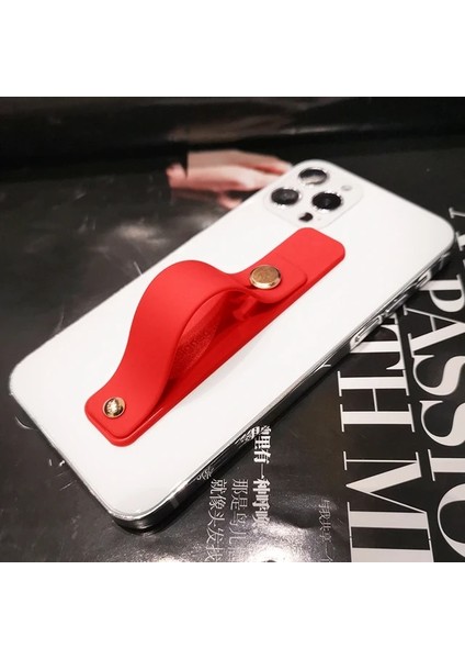 1-Kırmızı Silikon Telefon Tutucu iPhone Için Parmak Yüzük Cep Telefonu Standı Samsung Için Itme Geri Yapıştırılmış Soket Evrensel Bileklik Braketi (Yurt Dışından)