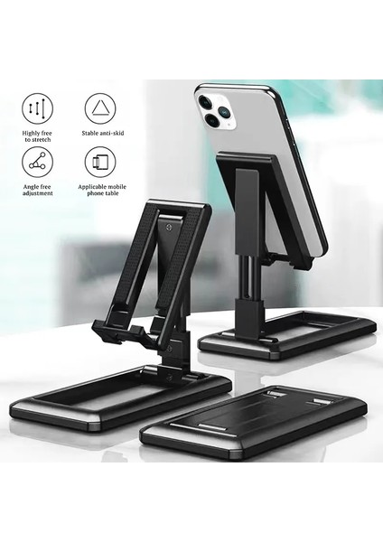 Yeşil Katlanabilir Tablet Cep Telefonu Masaüstü Telefon iPad iPhone Samsung Için Standı Masa Tutucu Ayarlanabilir Masa Braketi Akıllı Telefon Standı (Yurt Dışından)