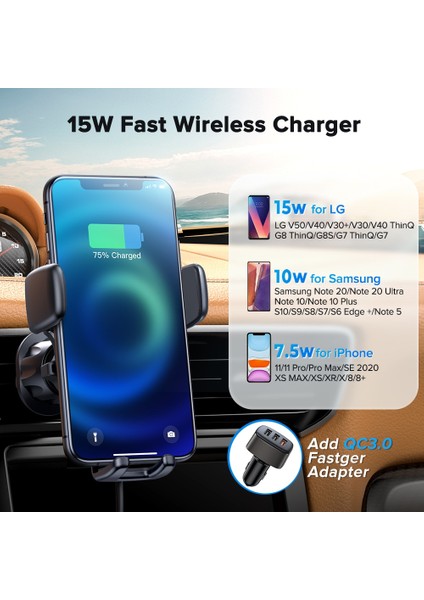 CD Versiyonu Joyroom 15 W Qi Araç Telefonu Tutucu Kablosuz Araç Şarj Cihazı Otomatik Hizalama Araç Montaj CD Hava Firar Dağı Araç Şarj Cihazı Evrensel (Yurt Dışından) fiyatları