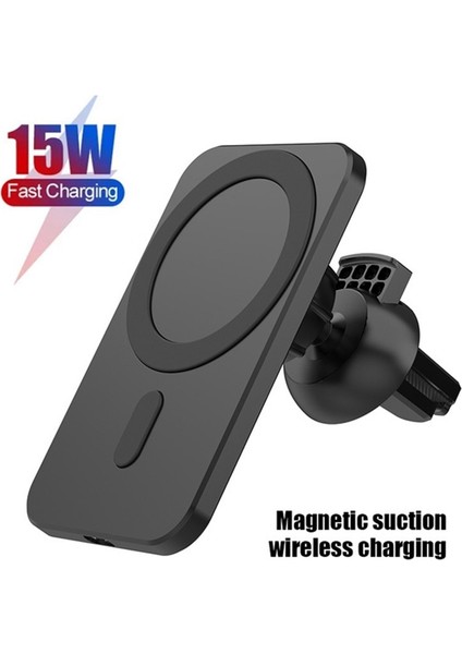 Siyah 15W Qı Manyetik Araç Kablosuz Şarj Cihazı Hava Firar Standı Magsafe IPhone 13 12 11 Pro x Max Hızlı Şarj Mıknatıslı Montaj Otomatik Tutucu (Yurt Dışından)