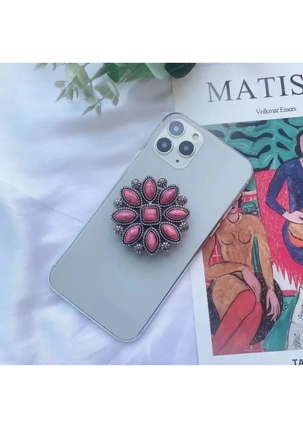 16 Vintage Vurquoise Telefon Standı Popüler Cep Telefonu Parmak Yüzük Kavrama Katlanır Tutucu IPhone Samsung Xiaomi Için Streç Braketi (Yurt Dışından)