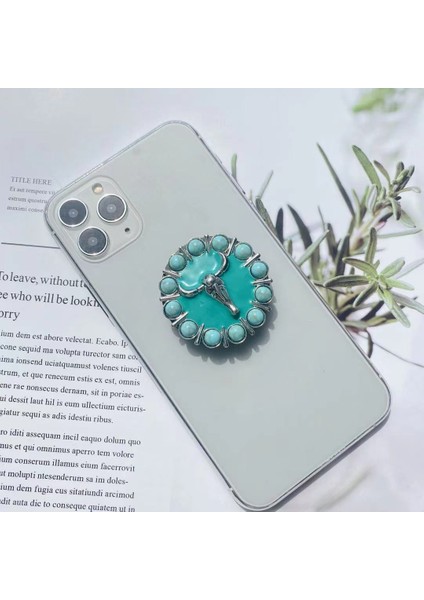 16 Vintage Vurquoise Telefon Standı Popüler Cep Telefonu Parmak Yüzük Kavrama Katlanır Tutucu IPhone Samsung Xiaomi Için Streç Braketi (Yurt Dışından) modelleri