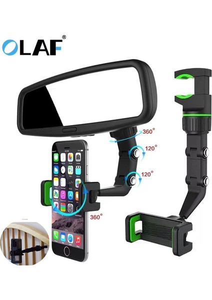 Siyah Olaf Çok Fonksiyonlu Araç Telefonu Tutucu Akıllı Telefon Standı Araç Desteği 360 Derece Dönebilen Otomatik Dikiz Aynası Klip Braketi (Yurt Dışından) indirimleri