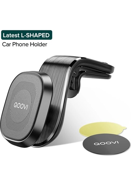 Siyah Telefon Tutucu Qoovı Manyetik Araç Telefonu Tutucu Standı Mobil Hücre Hava Firar Dağı 360 Derece Gps Desteği iPhone 12 Xiaomi MI11 Samsung Huawei (Yurt Dışından)
