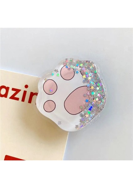 Kırmızı Yay Kedi Sevimli Hayvan Glitter Sıvı Bataklık Telefon Uzatmak Standı Tutucu iPhone Samsung Huawei Xiaomi Evrensel Parmak Braketi (Yurt Dışından) modelleri