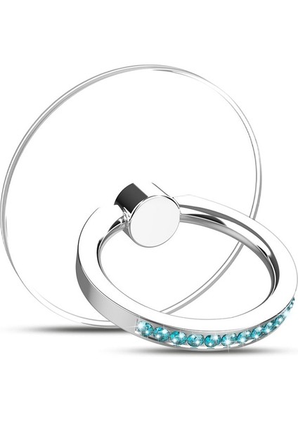 Aquamarine Diamond Cep Telefonu Zil Tutucu Standı Elmas Şeffaf Parmak Tutma Temizle 360° Derece Döndürme Kickstand Uyumlu Iphone'lar (Yurt Dışından)
