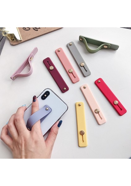 9-Bean Yeşil Evrensel Bilek Bandı Telefon Tutucu iPhone Parmak Kavrama Cep Telefonu Standı Samsung Huawei Için Geri Itin Yapışkanlı Soket Braketi (Yurt Dışından) modelleri