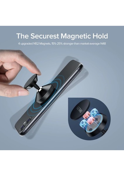 Siyah Getıhu Manyetik Araç Telefonu Tutucu Mıknatıslı Akıllı Telefon Standı Gps Desteği iPhone 12 Mini 11 Pro Max x 6 7 8 Artı Xiaomi 10 Huawei (Yurt Dışından) modelleri
