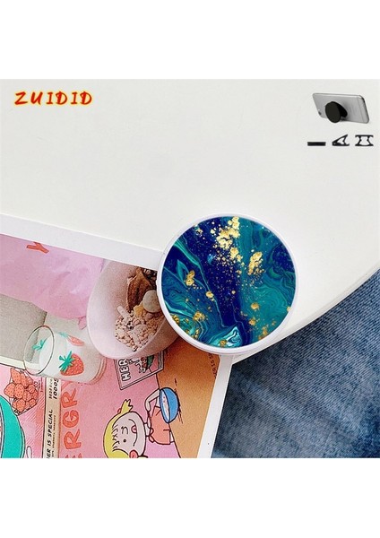 C13 Parlak Popüler Mermer Genişleyen Telefon Standı Kavrama Parmak Yüzük Desteği Anti-Güz Yuvarlak Katlanabilir Cep Telefonu Tutucu Xiaomi Için (Yurt Dışından)