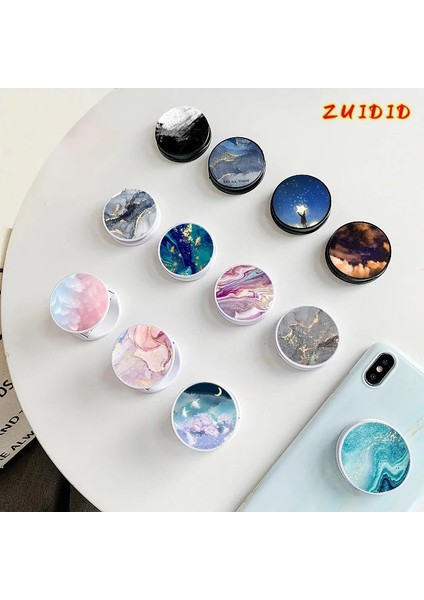 C13 Parlak Popüler Mermer Genişleyen Telefon Standı Kavrama Parmak Yüzük Desteği Anti-Güz Yuvarlak Katlanabilir Cep Telefonu Tutucu Xiaomi Için (Yurt Dışından) fiyatları