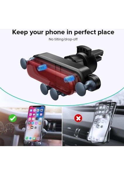 Siyah Tutucu Inıu Yerçekimi Araç Telefonu Tutucu Evrensel Hava Firar Montaj Desteği Gps Standı iPhone 12 11 6 8 7 Xiaomi Redmi Samsung Huawei Lg (Yurt Dışından) indirimleri