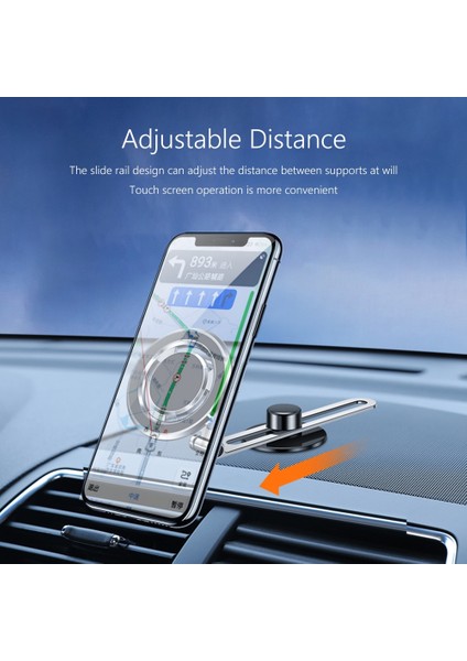 B Gümüş Görünmez Araç Telefonu Tutucu Ayarlanabilir Katlanabilir Yan Genişleme Braketi 360 Derece Dönen Alüminyum Alaşım Tesla Model 3/y/x/s (Yurt Dışından) modelleri