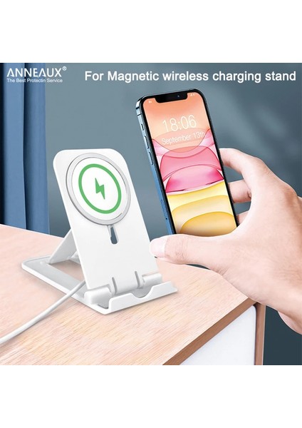 Siyah Kablosuz Şarj Standı iPhone 11 12 13 Pro Max Katlanabilir Cep Telefonu Ofis Masası Standı Masaüstü iPhone 13 12 Mini Bracke (Yurt Dışından)