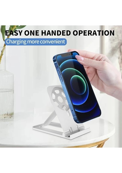 Siyah Kablosuz Şarj Standı iPhone 11 12 13 Pro Max Katlanabilir Cep Telefonu Ofis Masası Standı Masaüstü iPhone 13 12 Mini Bracke (Yurt Dışından)