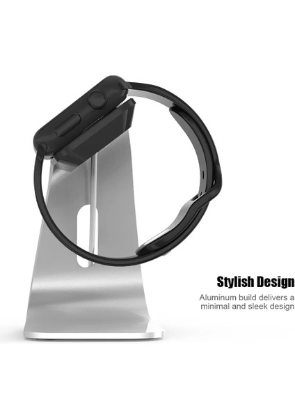 Gümüş Floveme Metal Alüminyum Apple Watch Için Şarj Standı Tutucu Braketi Apple I Watch Şarj Cihazı Dock Istasyonu Için Şarj Beşiği Standı (Yurt Dışından)