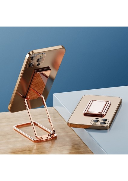 Gül Altın Telefon Zil Tutucu Parmak Kickstand 360 ° Dönme Kavrama Dizüstü Standı Katlanabilir Telefon Aksesuarları Xiaomi Iphone 13 Pro Max Için (Yurt Dışından)