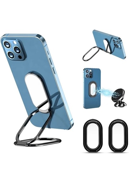Siyah Tutkal-5 Masa Kickstand Için Ayarlanabilir Cep Telefonu Tutucu 360° Döndürme Halka Kavrama Katlanabilir Cep Telefonu Standı Tüm Telefonlarla Uyumlu (Yurt Dışından)
