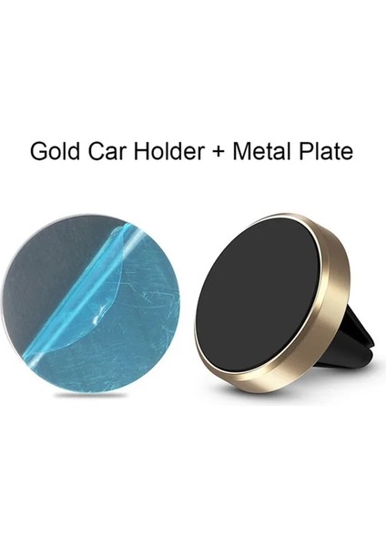 Altın Metal Manyetik Araç Telefonu Tutucu Standı iphone 11 Xiaomi Mi Note 8 Redmi Note 8 Mini Hava Firar Sabitleme Kıskacı Mıknatıs Standı Tutucu (Yurt Dışından)