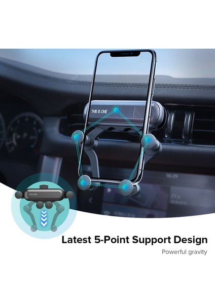 Gümüş Getıhu Yerçekimi Araç Telefonu Tutucu Evrensel Hava Firar Sabitleme Kıskacı Desteği Gps Standı iPhone 12 11 Xiaomi Redmi Huawei Samsung Lg (Yurt Dışından) modelleri