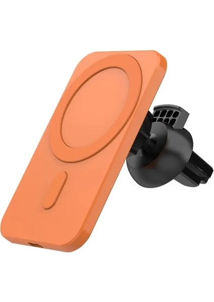 Turuncu 15W Qı Manyetik Araç Kablosuz Şarj Cihazı Hava Firar Standı Magsafe IPhone 13 12 11 Pro x Max Hızlı Şarj Mıknatıslı Montaj Otomatik Tutucu (Yurt Dışından)