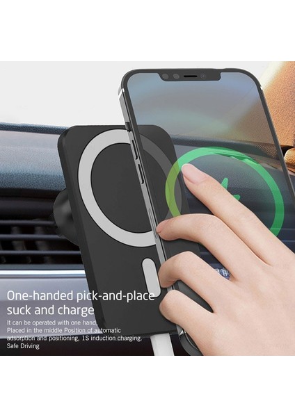 Turuncu 15W Qı Manyetik Araç Kablosuz Şarj Cihazı Hava Firar Standı Magsafe IPhone 13 12 11 Pro x Max Hızlı Şarj Mıknatıslı Montaj Otomatik Tutucu (Yurt Dışından) modelleri