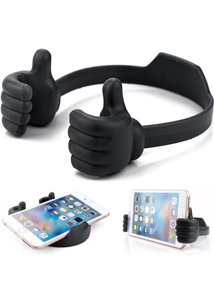 Siyah Başparmak Yukarıya Cep Telefonu Tutucu, Ayarlanabilir Plastik Telefon Standı, iPhone Xiaomi Samsung Için Çok Renkli Taşınabilir Masaüstü Standı (Yurt Dışından)