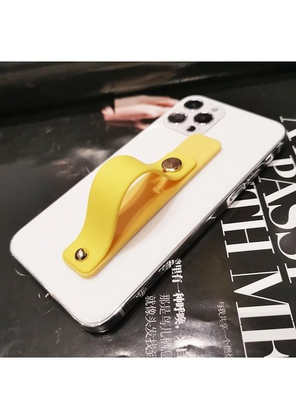13-Sarı Silikon Telefon Tutucu iPhone Parmak Yüzük Cep Telefonu Standı Samsung Için Geri Itin Yapışmış Soket Evrensel Bileklik Braketi (Yurt Dışından)
