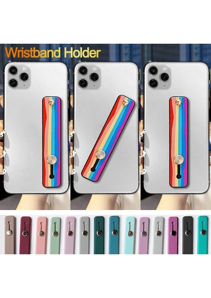 13-Sarı Silikon Telefon Tutucu iPhone Parmak Yüzük Cep Telefonu Standı Samsung Için Geri Itin Yapışmış Soket Evrensel Bileklik Braketi (Yurt Dışından) indirimleri