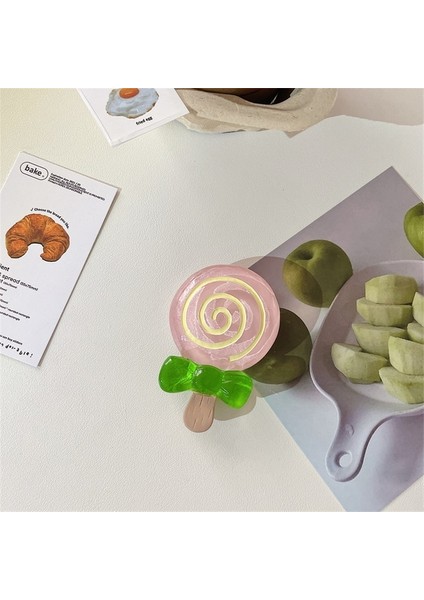 B Kore Sevimli Lolipop Telefon Tutma Tok Griptok Kore Halka Tutucu iPhone 11 13 Aksesuarları Için Standı Sevimli Gökkuşağı Şeker Telefon Braketi (Yurt Dışından)