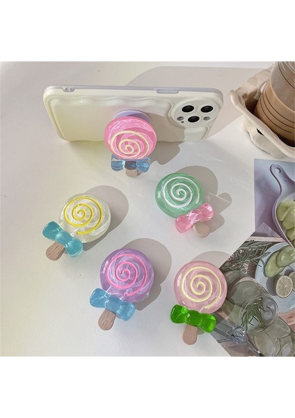 B Kore Sevimli Lolipop Telefon Tutma Tok Griptok Kore Halka Tutucu iPhone 11 13 Aksesuarları Için Standı Sevimli Gökkuşağı Şeker Telefon Braketi (Yurt Dışından) fiyatları