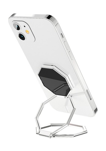Gümüş Tutkal-4 Masa Kickstand Için Ayarlanabilir Cep Telefonu Tutucu 360° Döndürme Halka Kavrama Katlanabilir Cep Telefonu Standı Tüm Telefonlarla Uyumlu (Yurt Dışından)