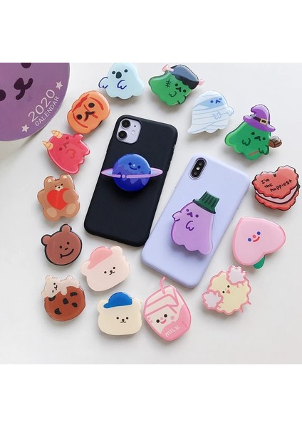 M24 Güzel Parlak Karikatür Hayalet Genişletilebilir Telefon Griptok Tutucu Kavrama Parmak Yüzük Desteği Katlanabilir Soket Telefon Tutucu (Yurt Dışından) fırsatları