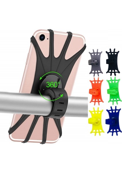Dönebilen Siyah Silikon Bisiklet Telefon Tutucu Motosiklet IPhone 13 11 Pro Max 7 8 Artı x Xr 12 Cep Telefonu Standı Bisiklet Gps Klip Hızlı Montaj (Yurt Dışından) modelleri