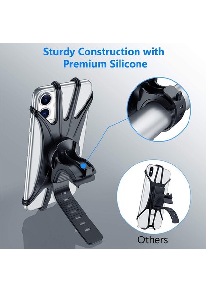 Dönebilen Siyah Silikon Bisiklet Telefon Tutucu Motosiklet IPhone 13 11 Pro Max 7 8 Artı x Xr 12 Cep Telefonu Standı Bisiklet Gps Klip Hızlı Montaj (Yurt Dışından) fırsatları