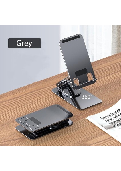 Stil 2 Gri 360° Metal Masa Mobil Kutumyqc Telefon Tutucu iPhone iPad Xiaomi Için Standı Ayarlanabilir Masaüstü Tablet Tutucu Cep Telefonu Standı (Yurt Dışından)