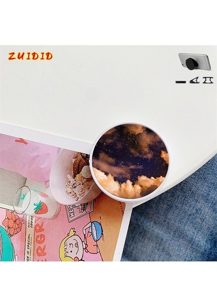 C7 Parlak Popüler Mermer Genişleyen Telefon Standı Kavrama Parmak Yüzük Desteği Anti-Güz Yuvarlak Katlanabilir Cep Telefonu Tutucu Xiaomi Için (Yurt Dışından)