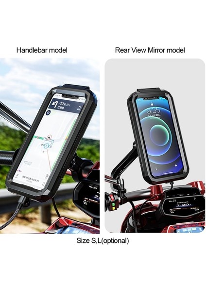 L Ayna Için Bisiklet Telefonu Desteği Su Geçirmez Kılıf Bisiklet Motosiklet Gidon Dikiz Aynası Standı Tutucu 4.7-6.8 "cep Telefonu Montaj Çantası (Yurt Dışından) indirimleri