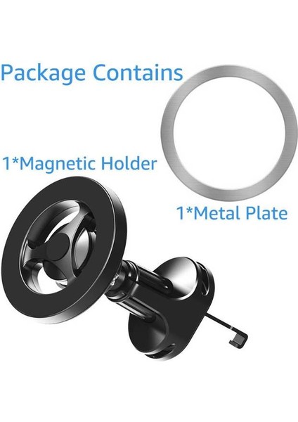 Siyah Manyetik Telefon Tutucu Yüzük Araba Için Magsafe Dağı iPhone 14 13 12 Serisi Metal Kanca Manyetik Araba Hava Firar Telefon Tutucu Dağı (Yurt Dışından)