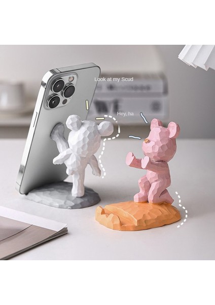 A5 Ev Dekorasyon Sevimli Ayı Telefon Tutucu Masa Aksesuarları Estetik Kawaii Odası Dekor Alet Masaüstü Heykel Hediyeler (Yurt Dışından)