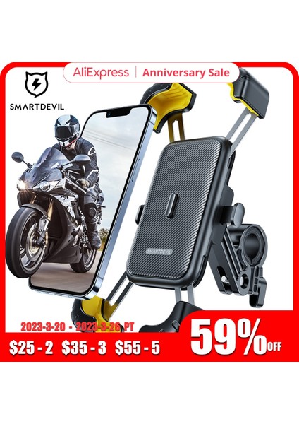 S2 Beyaz Smartdevil Bisiklet Telefon Tutucu 360° Görünüm Evrensel Bisiklet Telefon Tutucu 4.7-7.2 Inç Cep Telefonu Standı Darbeye Dayanıklı Braket Klip (Yurt Dışından) fiyatları