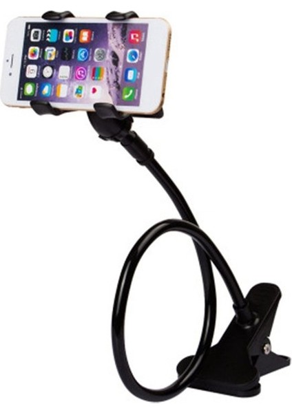 Siyah Evrensel Telefon Tutucu Yatak Klipsi Tembel Esnek Deve Boynu Kelepçe Uzun Kol Dağı iPhone Android Için Yatak Masası Cep Telefonu Tutucu (Yurt Dışından)