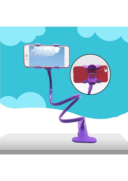 Siyah Evrensel Telefon Tutucu Yatak Klipsi Tembel Esnek Deve Boynu Kelepçe Uzun Kol Dağı iPhone Android Için Yatak Masası Cep Telefonu Tutucu (Yurt Dışından)