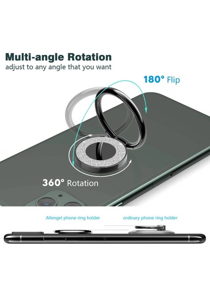 Siyah Cep Telefonu Zil Tutucu Telefon 360 Derece Döndürme Evrensel Parmak iphone ve Tabletlerle Uyumlu (Yurt Dışından) modelleri