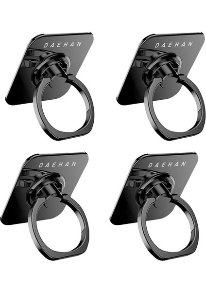4 Adet Siyah Deahan 304 Paslanmaz Çelik Parmak Yüzük Cep Telefonu Tutucu Standı 360 Ayarlanabilir Kanca Yüzük Parmak Kickstand Akıllı Telefon Braketi (Yurt Dışından)