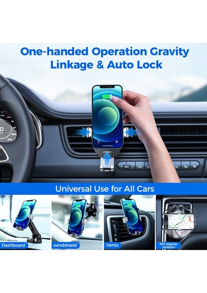 15W Hava Firar Dağı Kablosuz Araç Şarj Cihazı Telefon Tutucu 15W Hızlı Araç Şarj Cihazı Yerçekimi IPHONE12 11 Pro Max Mini Xr Sumsang Not 20 S9 S10 S20 (Yurt Dışından)