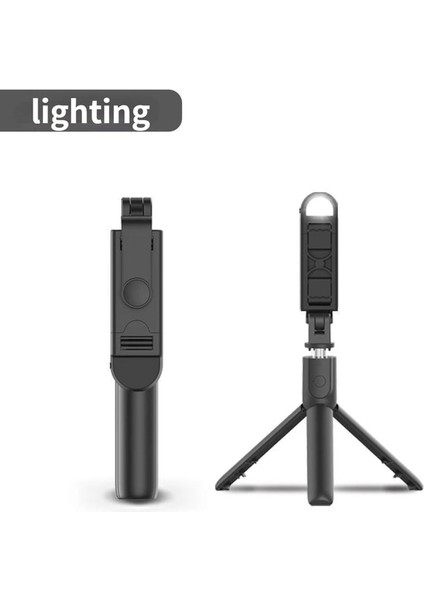 Siyah Işıklı Cep Telefonu Kablosuz Selfie Çubuğu Siyah Mikro Tripod Bluetooth Uyumlu Kontrol Evrensel Evrensel Selfie Telefon Tutucu Standı (Yurt Dışından)