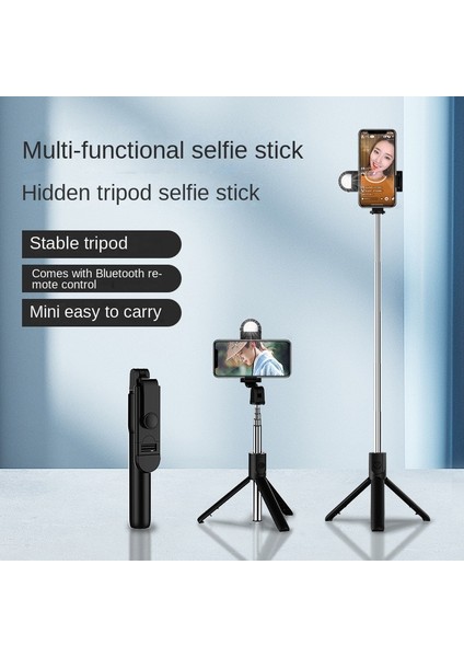 Siyah Işıklı Cep Telefonu Kablosuz Selfie Çubuğu Siyah Mikro Tripod Bluetooth Uyumlu Kontrol Evrensel Evrensel Selfie Telefon Tutucu Standı (Yurt Dışından) fırsatları