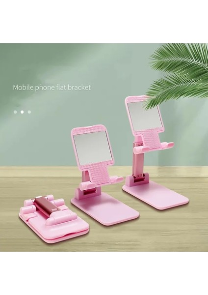 Pembe 2 Katlanabilir Metal Masaüstü Tablet Tutucu Masa Hücresi Katlanabilir Uzatın Destek Masası Cep Telefonu Tutucu iPhone Ayarlanabilir Standı (Yurt Dışından)